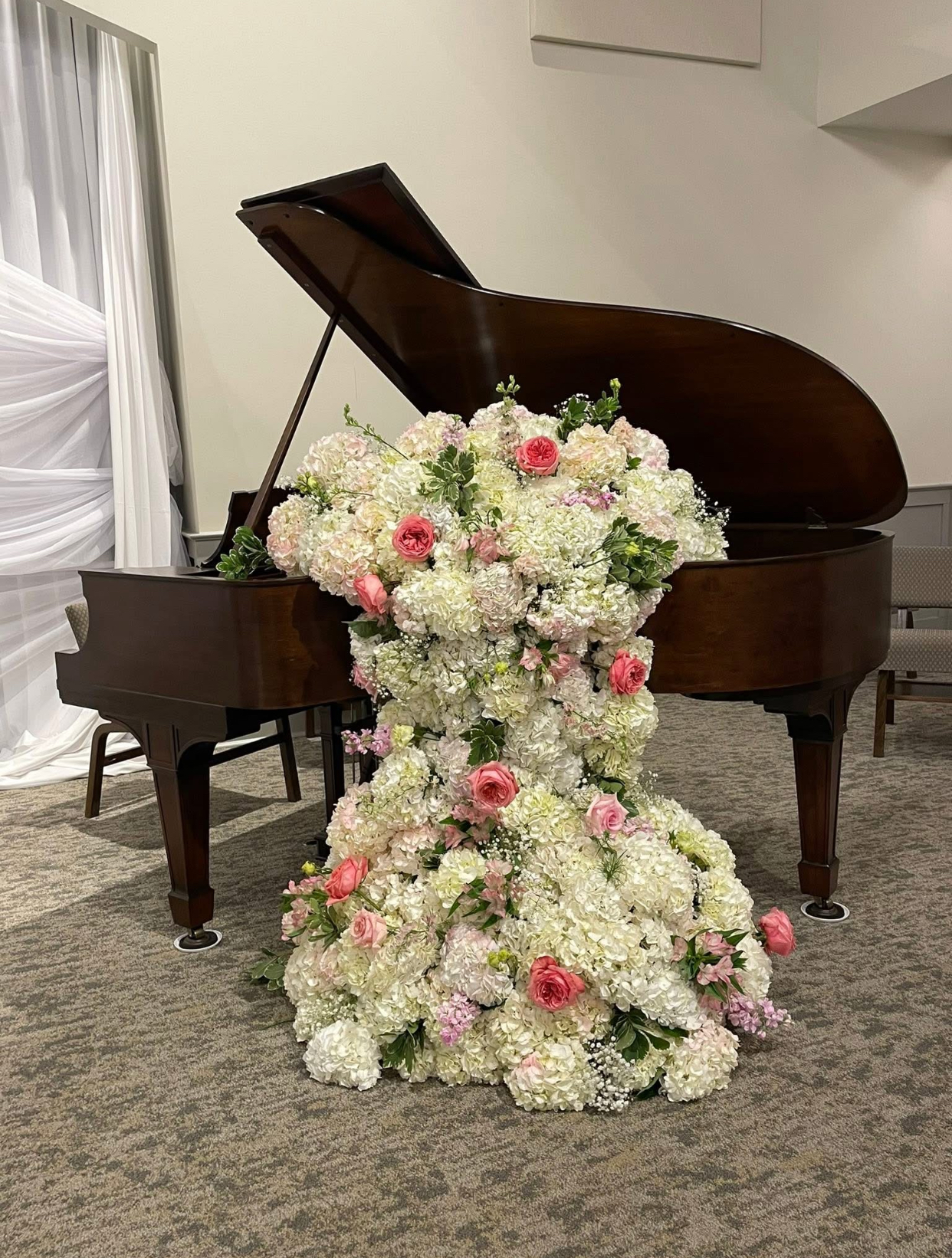large floral design on piano