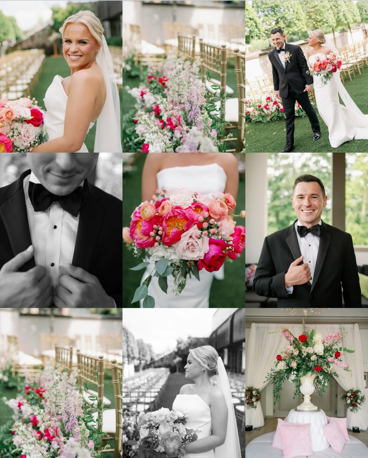 pink wedding flowers collage